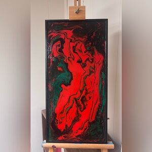 Acrylic Paint pour on panel canvas no wire hanging necessary.